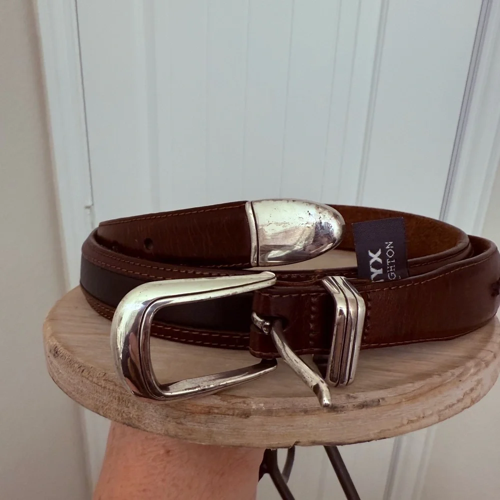 Brighton Brown Leather Belt with Silver golfers men's sz 42